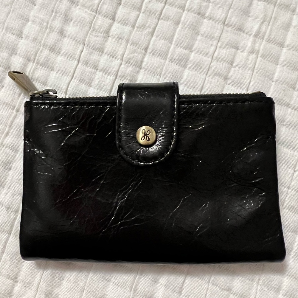 LIKE NEW Black Leather HOBO Bifold Compact Wallet